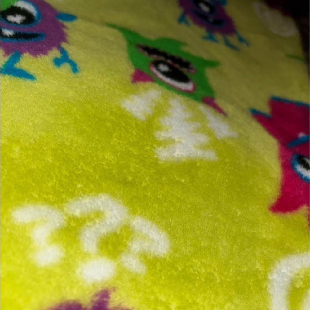 Fuzzy Yellow/Green Monster Print Pyjama Pants by Bluenotes - Picture 2 of 3